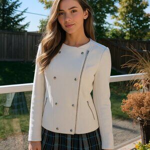 Banana Republic jacket, white, mid weight, adaptable look, sz 12, EUC,